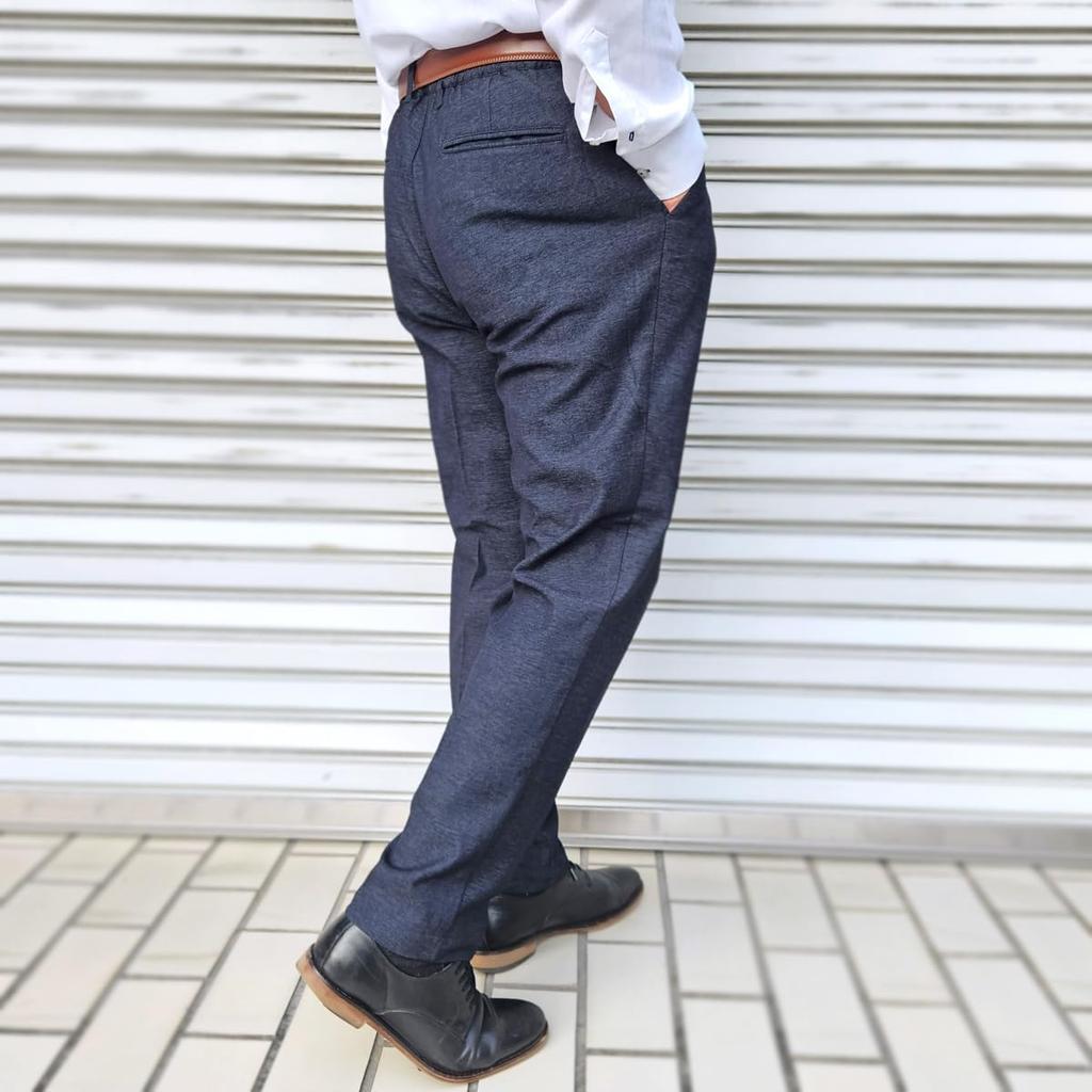 [PARIS 16e] Men's Slacks, Hemmed, Autumn/Winter, Warm Pants, Business, No Pleats, Slim Fit, Stretch, Navy, L 76