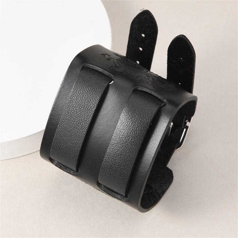 Wide PU Leather Cuff Bracelet Hip Hop Styles Unisex Adjustable Closure Fashion Accessory For Men And Women