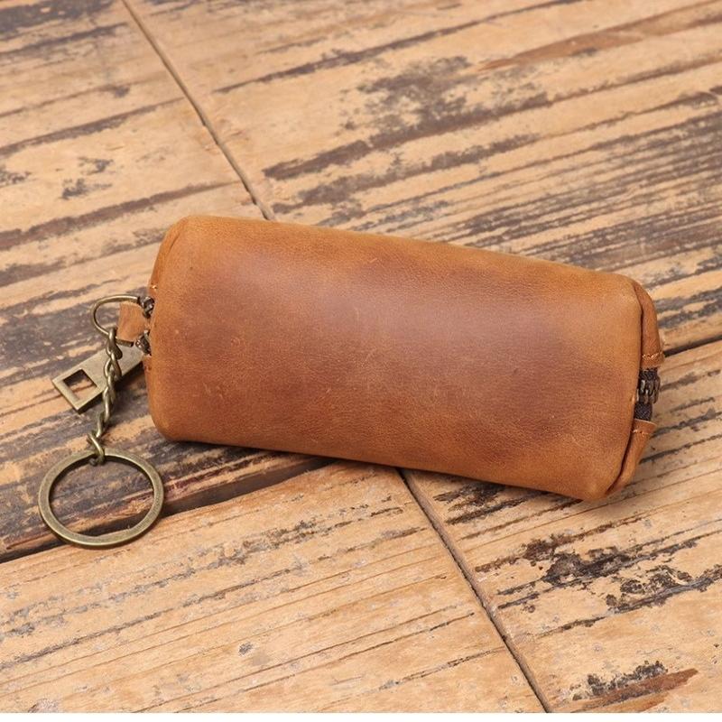 Retro Leather Coin Bag Simple Zipper Clutch Wallet Credit Card Holder Key Bags Men Money Change Pouch Business Wallet Gifts