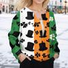 Women's Stylish St. Patrick Print Long Sleeve  Fleece Cardigan Button Jacket