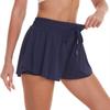 Pantaloni scurți sport de primăvară-vară pentru femei, Culote de tenis din nailon și spandex cu șnur și curea anti-expunere