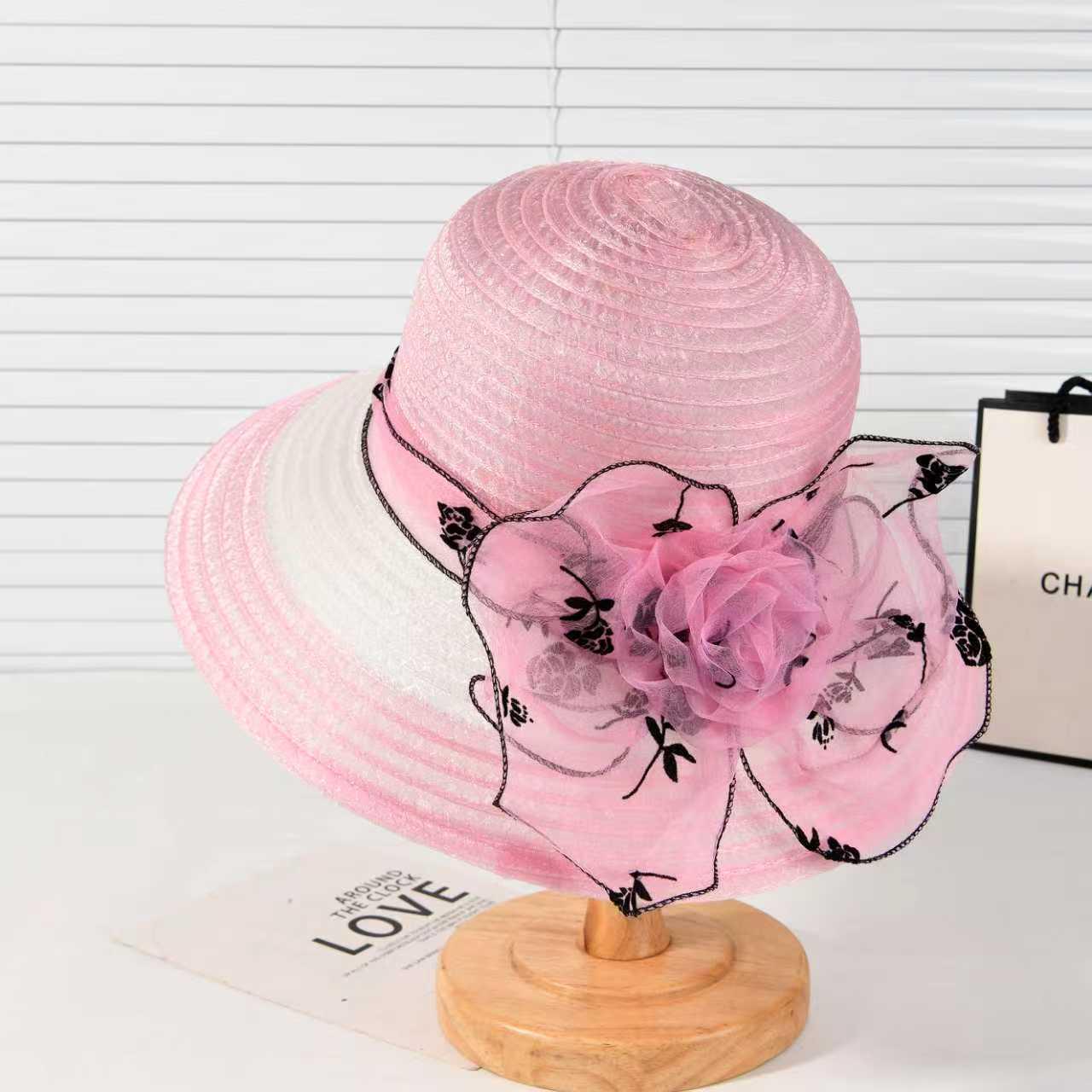 

Women s Summer Rose Organza Bucket Hat - Breathable Sun Protection for Beach & Travel One Size рожевий