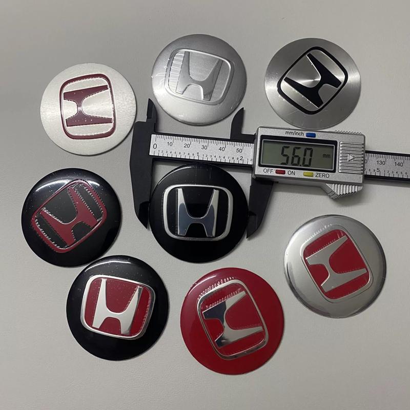 56MM 4Pcs Car Emblem Wheel Hub Center Cap Sticker Rim Badge Cover For Honda Stepwgn Prelude Odyssey Vezel FIT CRV CRZ CRX Accord