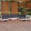 Vidaxl 9-Cz. Garden Lounge Set, Cushions, White Pine