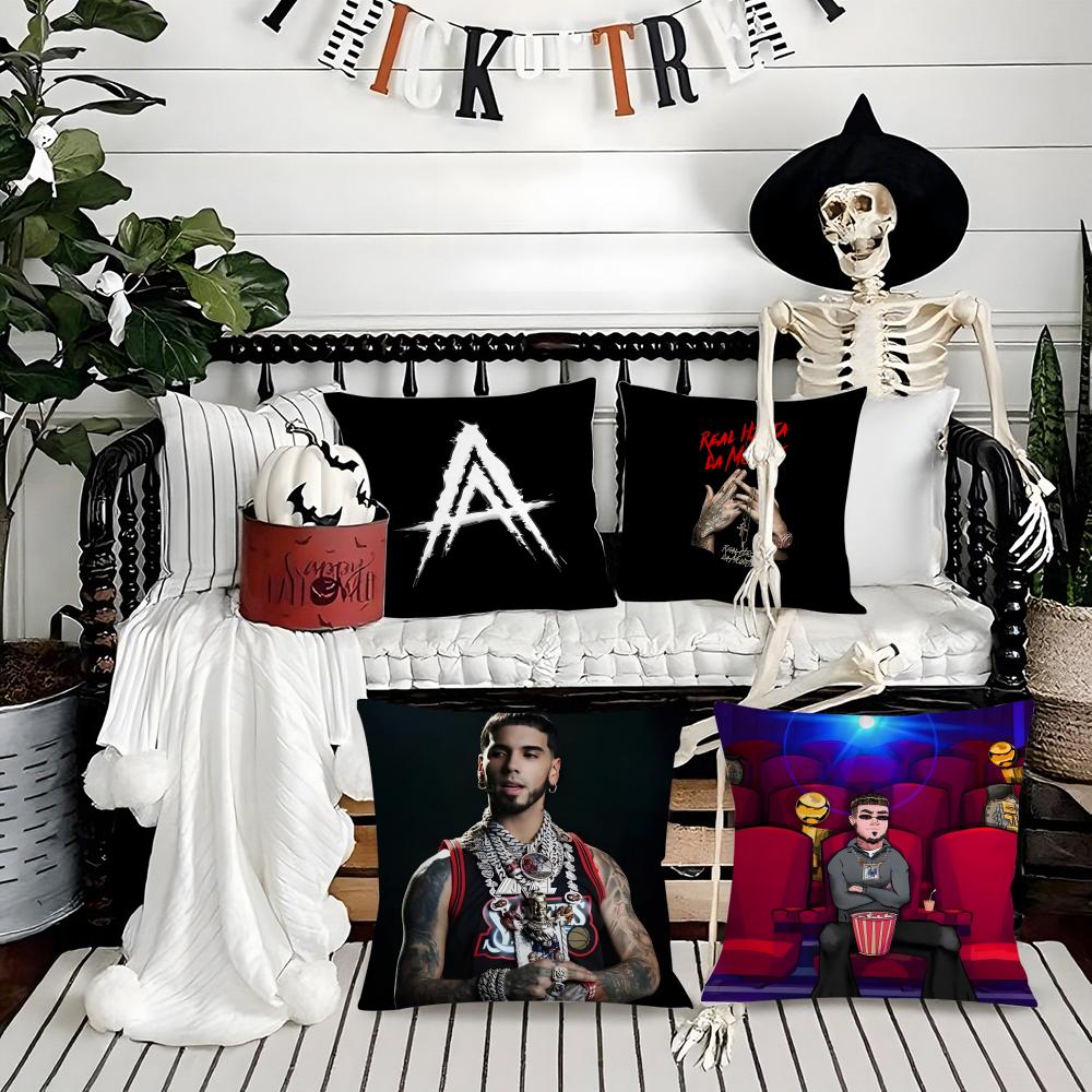 Rapper A-Anuel Aa Real Hasta La Muerte 2 Pillow Case Silky Short Plush With Invisible Zipper Dustproof Sofa Cushion Cover