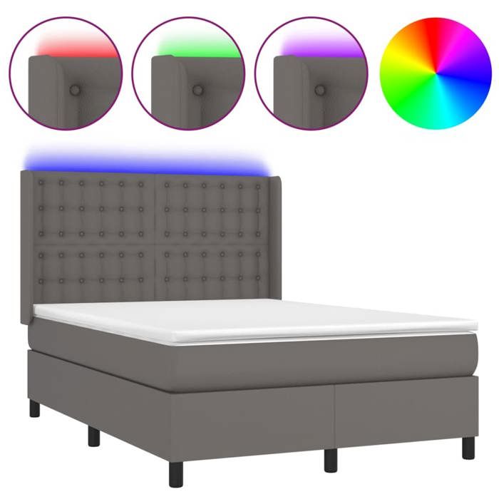 VidaXL Slat Bed Base with Mattress and LED, Upholstered Bed, Double Bed, Adult Bed for Interior Bedroom, 3139383