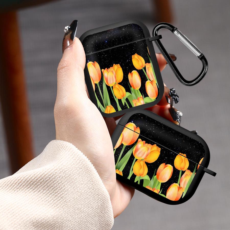 Kopfhörer Hüllen Abdeckung Case Für Airpods 3 4 Pro3 1 2 Pro2 Pro Nacht-Tulpen