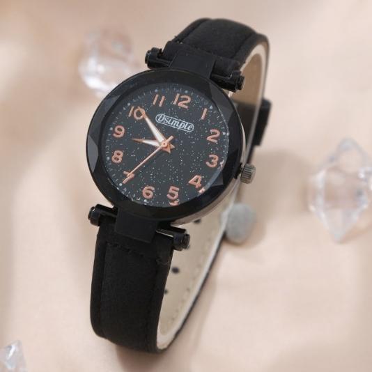 2pcs/set Women Watch Set Elegant Women PU Leather Quartz Watches Analog Fashion Wristwatch Sets Ideal Choice for Gifts.