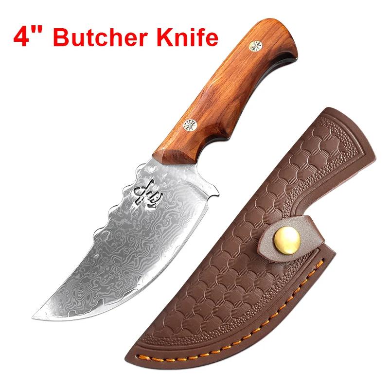 Boning Butcher Knife Fish Fruit Vegetables Kitcher Knives Wood Handle Utility Chef Knife Damascus Cleaver Knife Meat Slicing