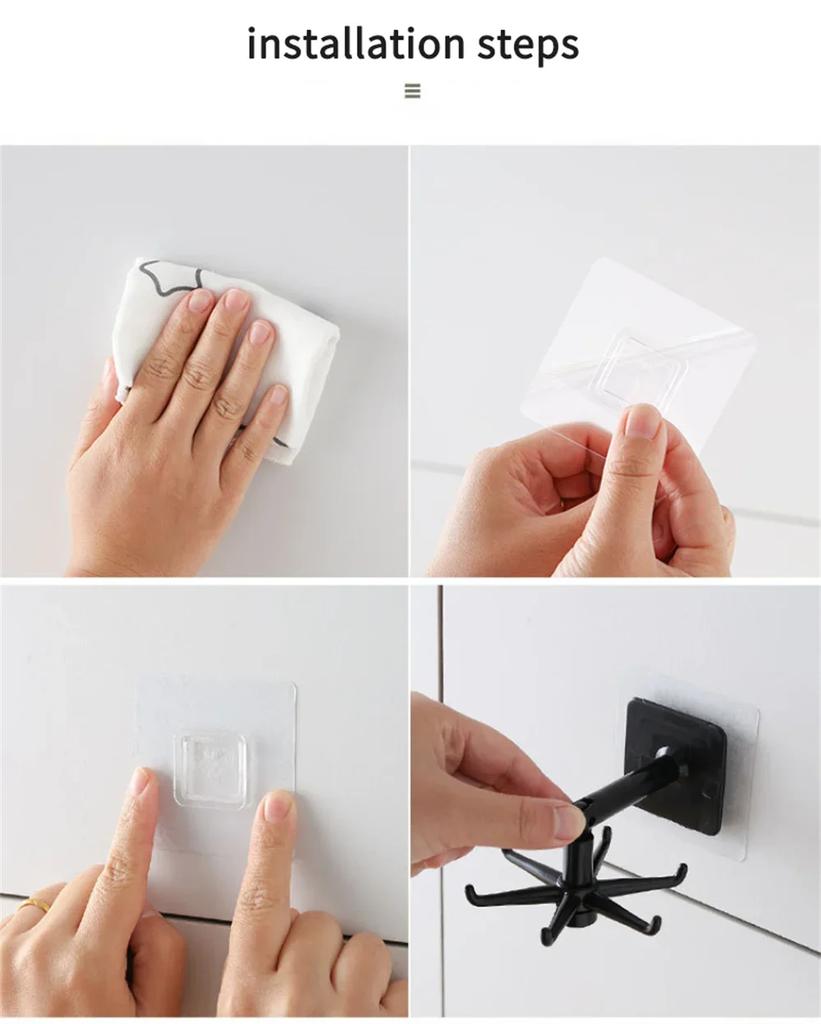 Home Storage Kitchen Adhesive Spoon Bathroom Items Hook Multifunction Up Wall-mounted Home and Decoration Degrees Rotatable 360