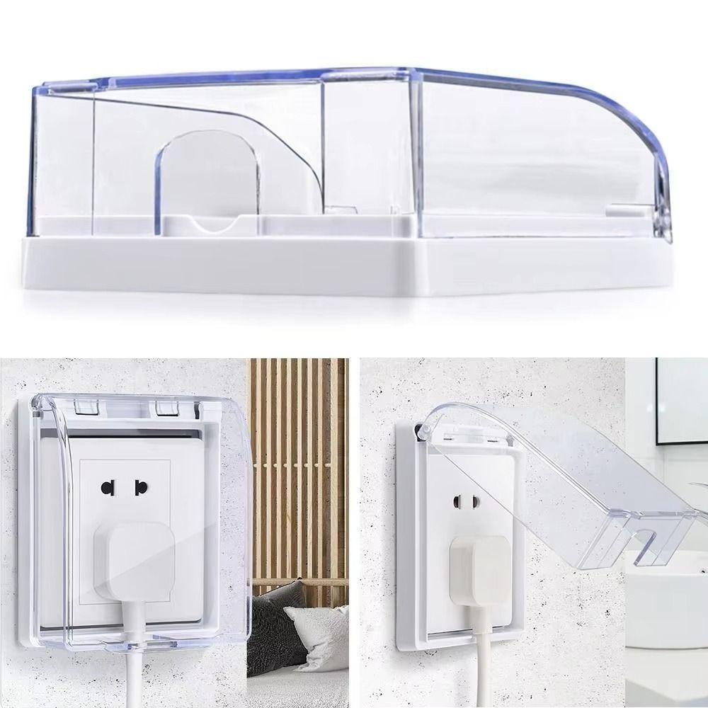 Self-Adhesive 86 Type Wall Socket Waterproof Box Prevent Electric Shock Plastic Switch Button Protection Cover Thickening Safe