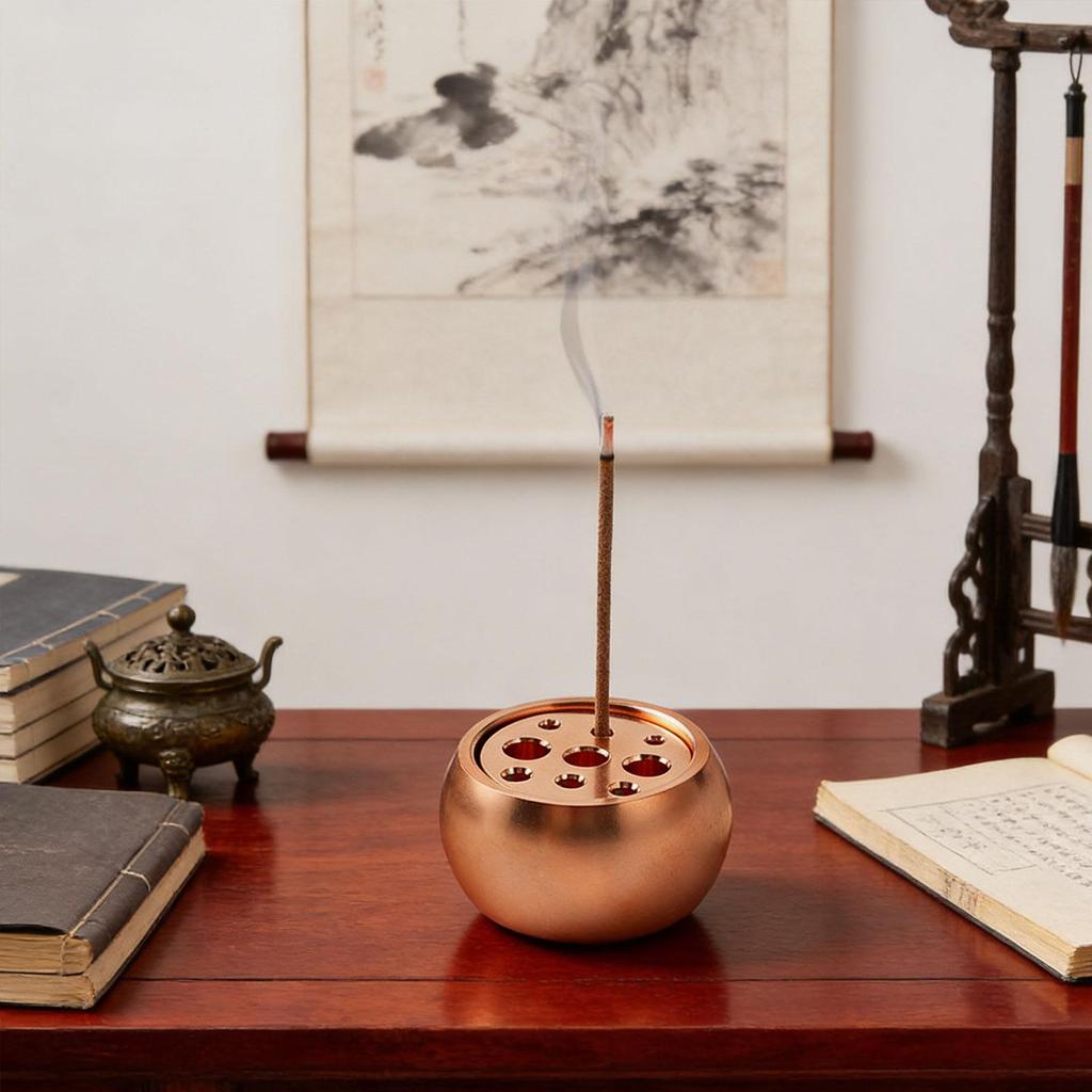 Pure Copper Incense Cone Holder Multi Stick Support Fragrance Diffuser for Office Desk Ornament and Decor