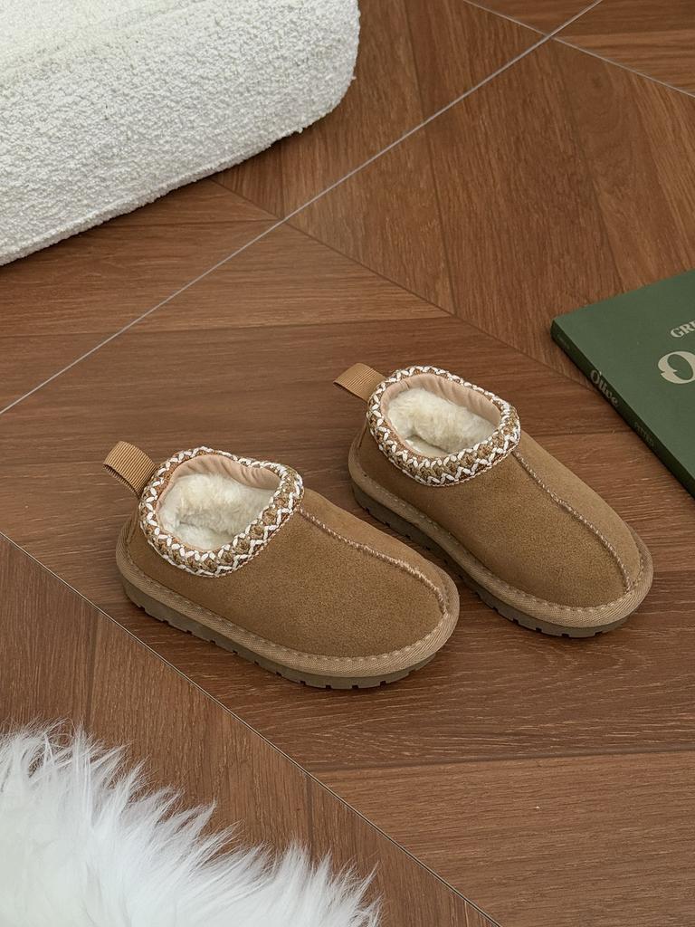 XSHX retro [ethnic style] children's leather snow boots winter thickened boys and girls one pedal 239111