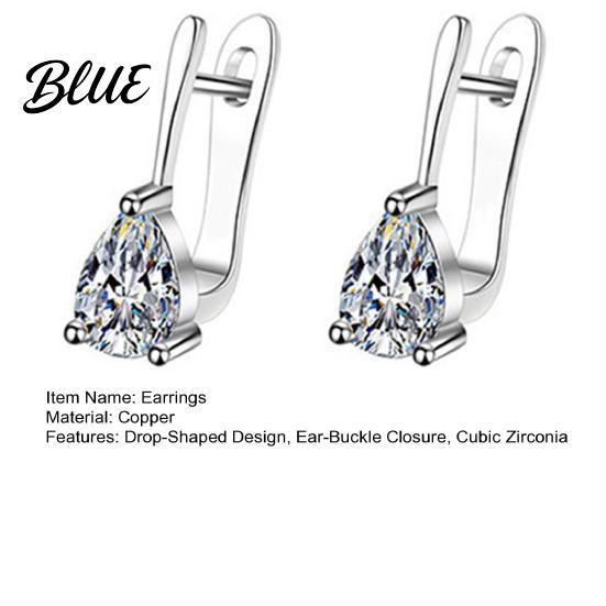 Long-lasting Shine Earrings 1 Pair Women Earrings Cubic Zirconia Drop-Shaped