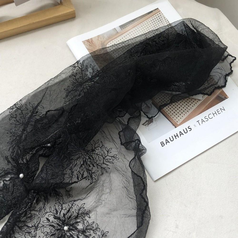 Versatile Retro Lace Scarf Elegant 130×30cm Headscarf Embroidered Flower Literary Style Shawl for Women