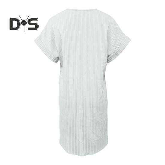 Summer Mini Dress Short Sleeves V Neck Loose Pure Color Dress Bohemian Buttons Casual Dress for Beach Vacation Daily Wear