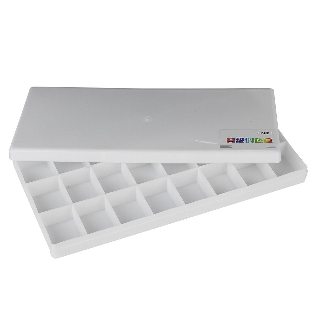 Square Pigment Paint Box Color Mixing Painting Palette for Watercolor Gouache Acrylic(24 Grids)