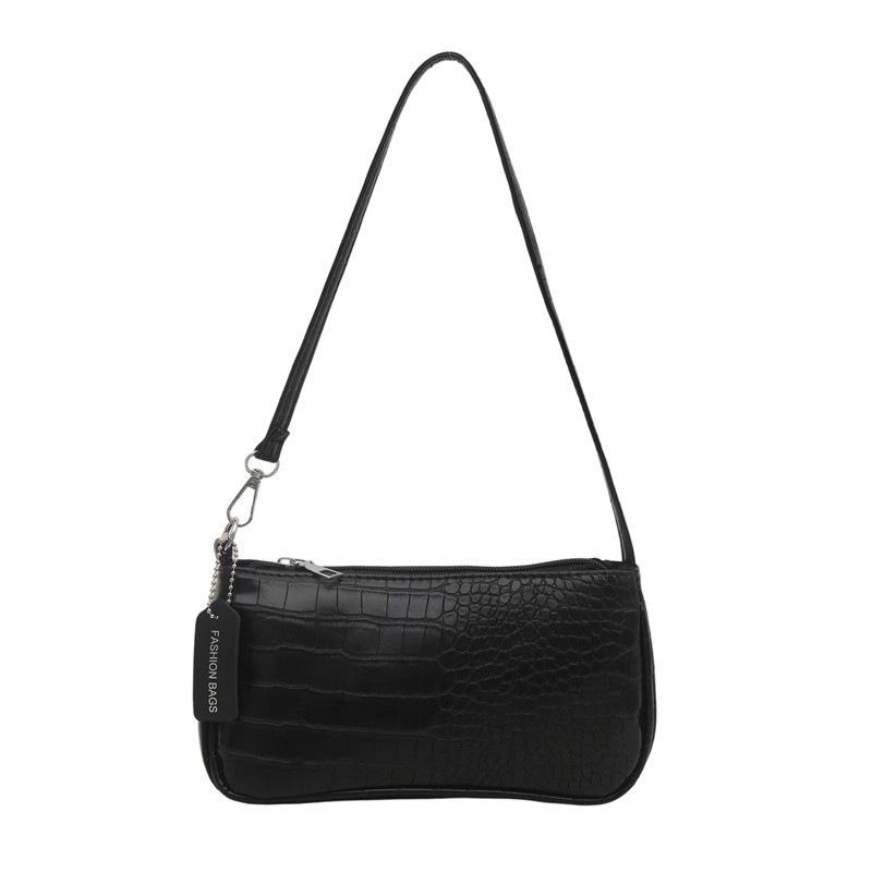 Niche Design Versatile Crocodile Pattern Baguette Bag Retro Armpit Bag New Portable Shoulder Bag