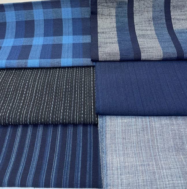 Шимокава Оримоно Натуральный Прямо из Набора 50 см x 6 и Хлопок Градиентной Ширины (СИМОГАВА) Обрезки, окрашенные индиго, Ткач, 6, Разновидности, синий