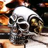 Beier New Store 316L Stainless Steel Ring Top Quality Big Tripple Skull Ring Punk Biker Jewelry