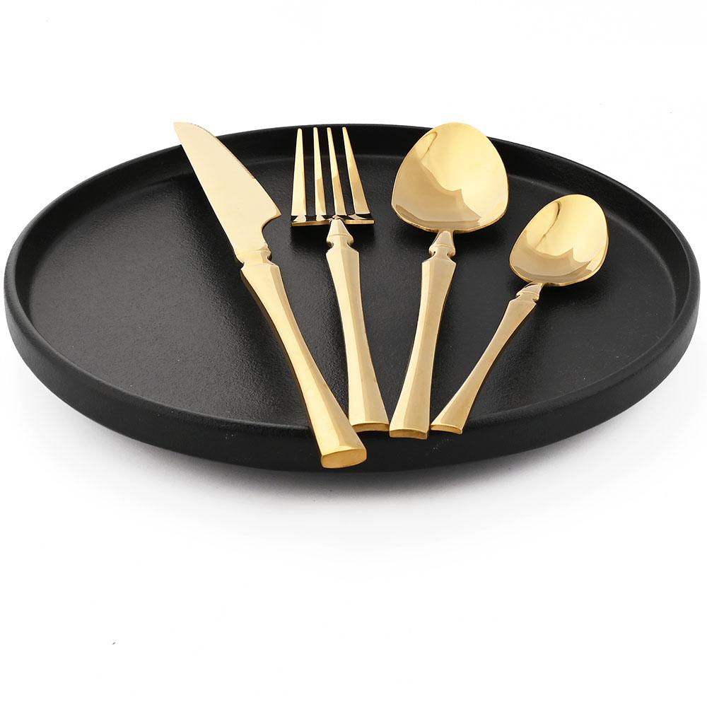 JANKNG 24Pcs White Gold Tableware Set Stainless Steel Dinnerware Spoon Fork Knife Cutlery Kitchen Food Flatware Silverware Set
