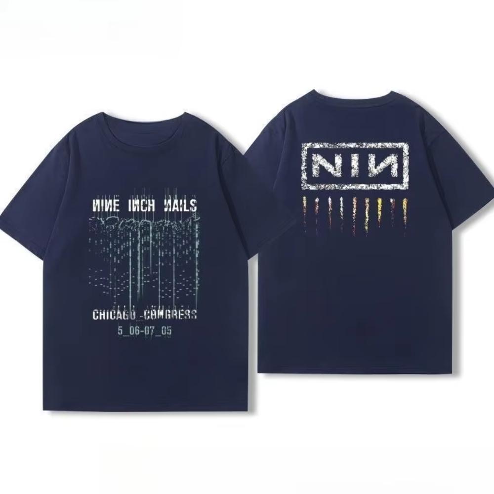 25 Top Mens and Womens Cotton Coat Nine Inch Nails Nine Inch Nails Surrounding Rock and Roll Band Printed Short Sleeve Tshirt