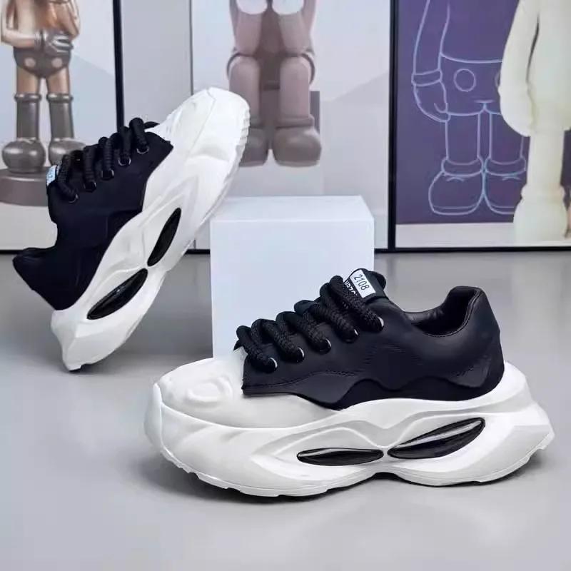 Fashion Classic Platform Men's Shoes 2025 Height Lncrease Thinness Adolescent Student Bread Shoes Korean Fashion College Style Sneakers