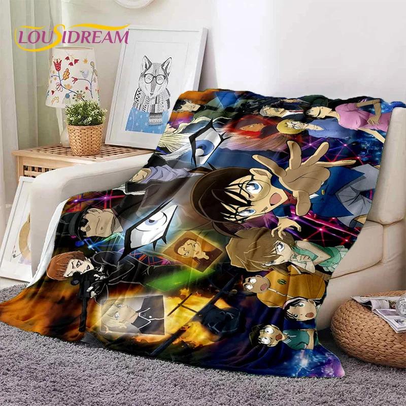 Anime Detektiv Conan Cartoon Weiche Flanelldecke für Betten Schlafzimmer Sofa Picknick, Überwurfdecke zum Zudecken Outdoor Freizeit Nickerchen Geschenk