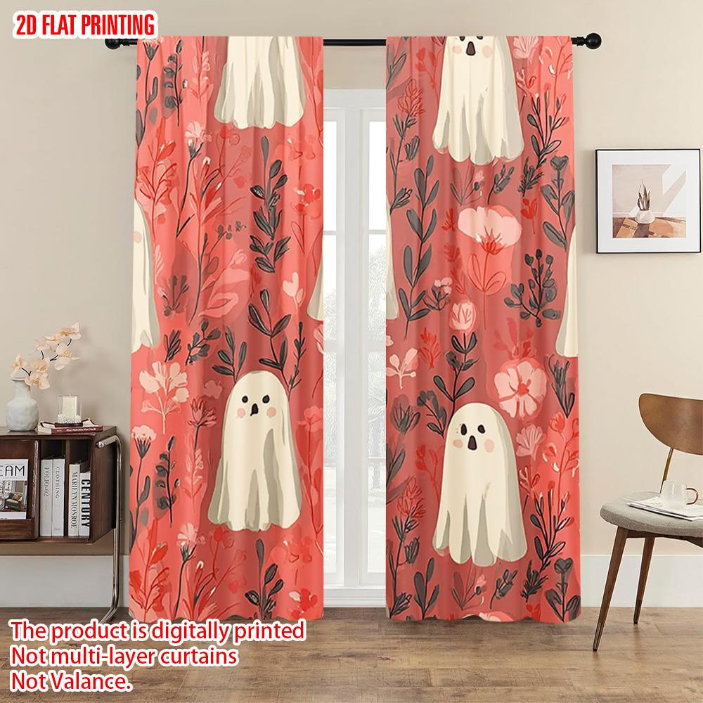 2pcs   plane printing Print Curtains Ghosts and Floral Durable Polyester (without rod) Versatile All for Bedroom   Contemporary