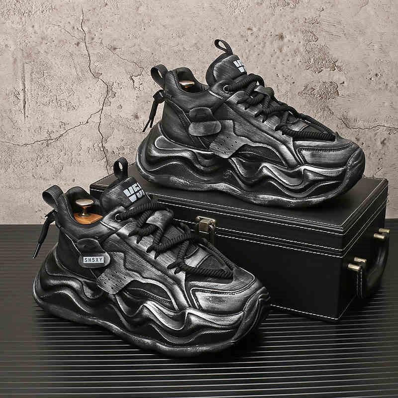 Fashion New Fashion Designer Men's Retro Mixed Colors Lace Up Platform Causal Shoes Flats Male Walking Sneakers Zapatos Hombre