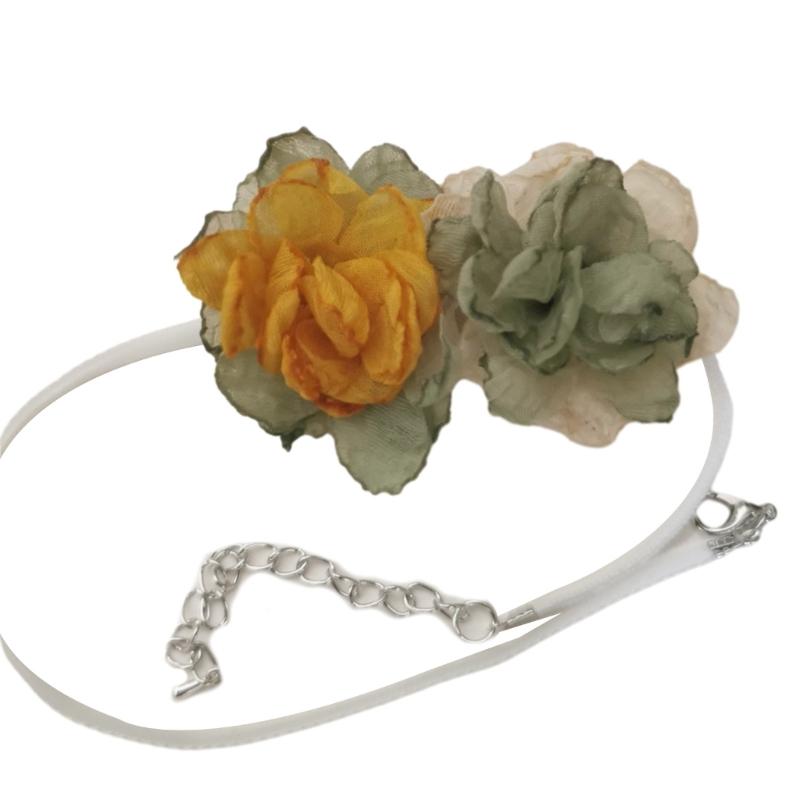 

Simple Double Flowers Neckband Choker Necklace Jewelry Temperament Sweet Neck Chain Women Clavicle Chain Necklace 1 зелений