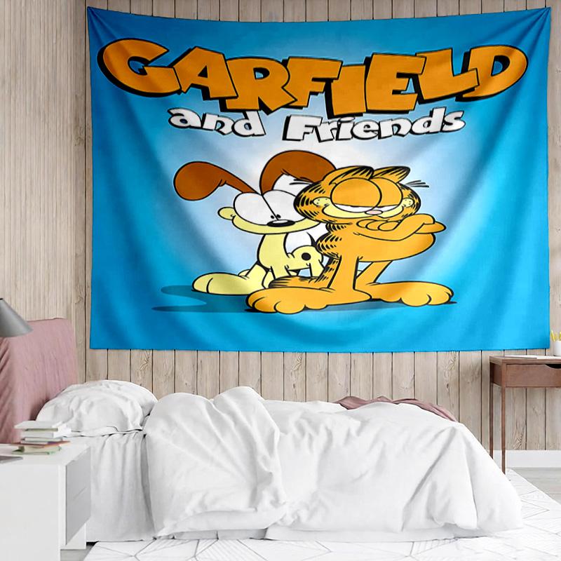 Cute Garfield Tapestry for Bedroom Aesthetic Classroom Tapestries Wall Hanging for Living Room Dorm Office,Ideal Creative Gift