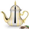 Arabics Coffee Pot 1.2L Stainless Steel Turkish Teapot Gold and Silver Wide Mouthed Hot Drink Servers for Coffee Tea Service