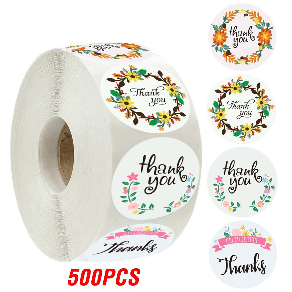100-500pcs 4 Types Floral Thank You Sticker For Seal Label Scrapbooking Christmas Sticker Decoration Sticker Stationery Sticke