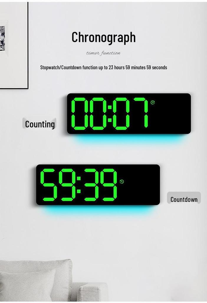 Modern LED Luminous Wall Clock with Dual Alarms