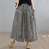 Plus Size Vintage Plaid High Waist Casual Loose Spring Summer Wide Leg Pants Women Trousers