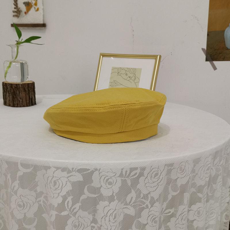 Beretă octogonală neagră pentru femei, primăvară/vară, asortabilă - Pălărie de pictor retro, la modă, în stil coreean și japonez