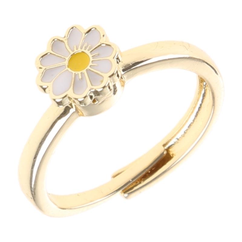 Fashion for Creative Rose Gold Spin Ring For Women Daisy Flower Rotatable Rings Adjustable Wedding Party Jewelry Gift