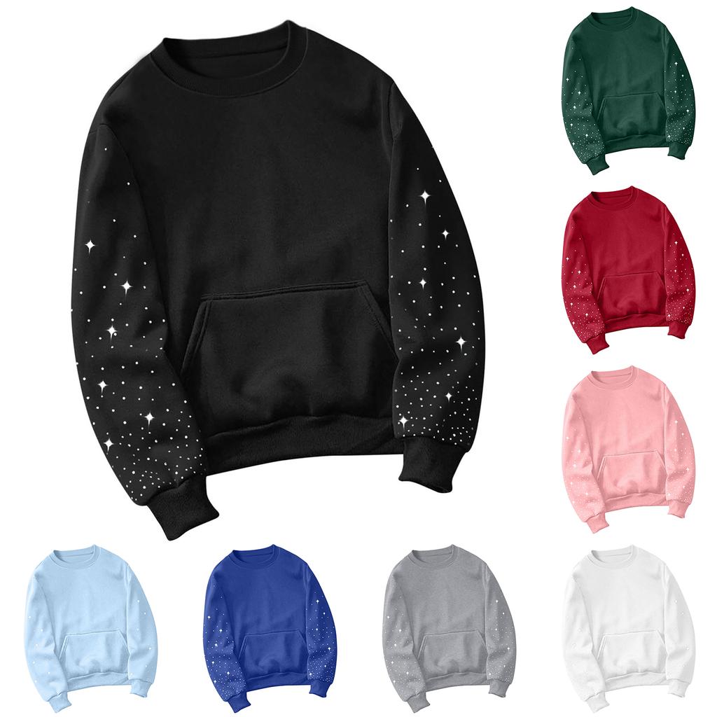 Women's Fashionable Casual Commuting Sport Pullover Long-sleeved Rhinestone-embroidered Loose-fitting Hoodie