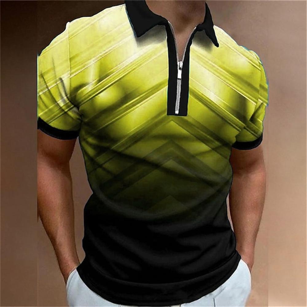 Men's Printed T-shirt, Short Sleeved Polo Shirt, Luxurious Style, Quick Drying, Oversized Top