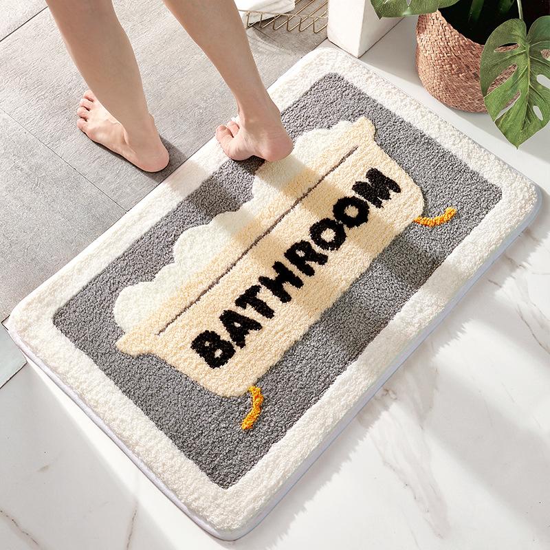 Faux Wool Bath Mat Non Slip Shower Rug Quick Dry Soft Bathroom Carpet for Toilet Home Indoor Floor Mat Pad Christmas Gift