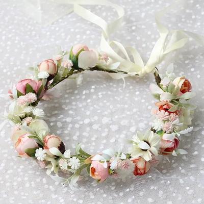 Women Hair Flower Crown Head Garland Wedding Hair Wreath Dried Flowers Corolla Garlands Floral Headband Headdress Hair Tiaras