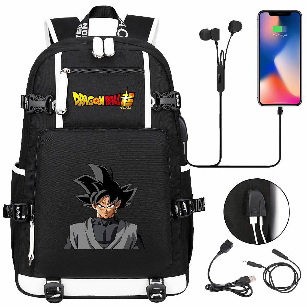 Vegeta Sun Wukong Dragon Ball Ultra USB Headphones Teen Student School Bag Men's and Women's Leisure Travel Backpack