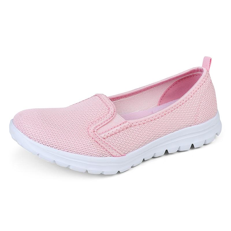 

Women Mesh Loafers Walking Shoes Sport Outdoor Light Flats Home Comfortable Breathable Fitness Sneakers Spring Summer Size 35-42 42 рожевий
