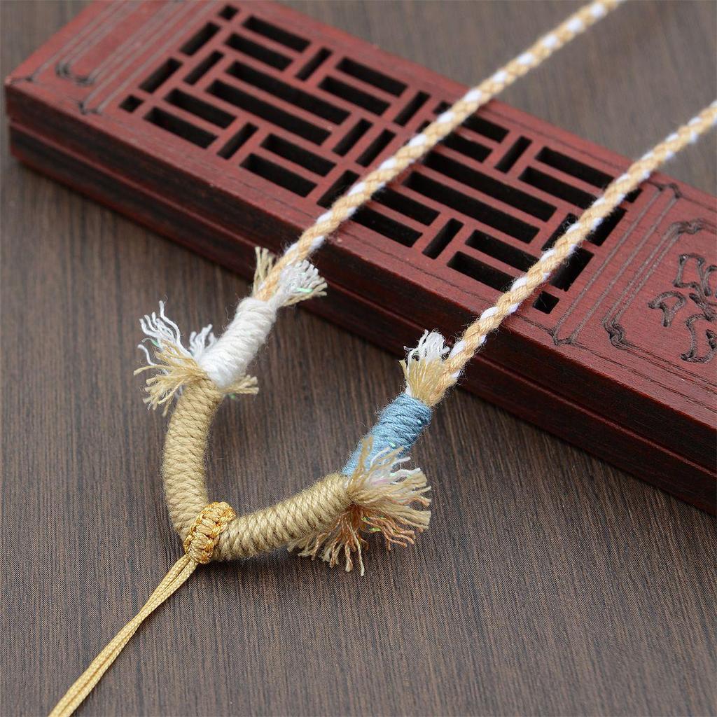 Hetian Jade Beeswax Tangka Rope Necklace with Multi-Treasure Hand-Rubbed Cotton Thread Tassels - DIY Weaving Accessory.