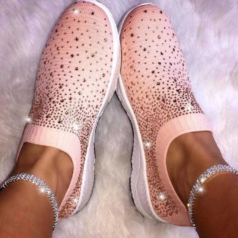 Nuovi calzini elasticizzati con strass di grandi dimensioni Scarpe sportive da donna casual Scarpe leggere e traspiranti