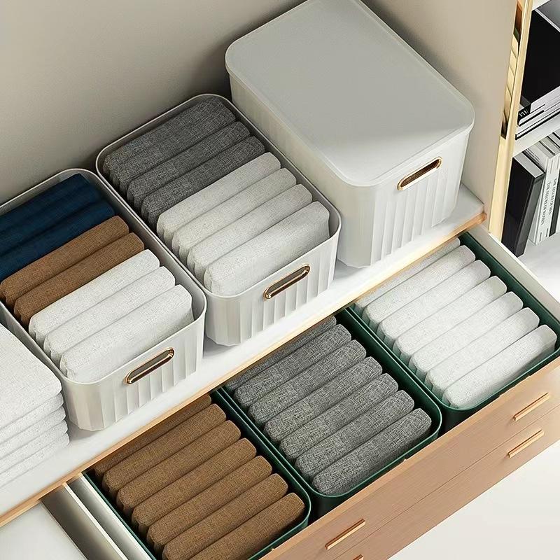 Einfarbige Verschiedenes Aufbewahrungsbox Haushalts- und Snack-Aufbewahrungsbox Kunststoff mit Deckel Verdickte Aufbewahrungsbox Kleidung Sortierbox