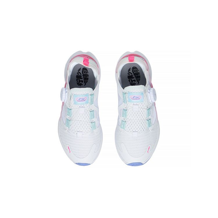 Li Ning Childrens Canglan Non-Slip Shock Absorbing Durable Lightweight Rebound Low-Top Running Shoes Kids sneaker White Pink YKFS022-4