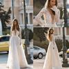 Women's Wedding Dress Sexy Lace Long Sleeve Vacation Dress Evening Banquet Dress Spring