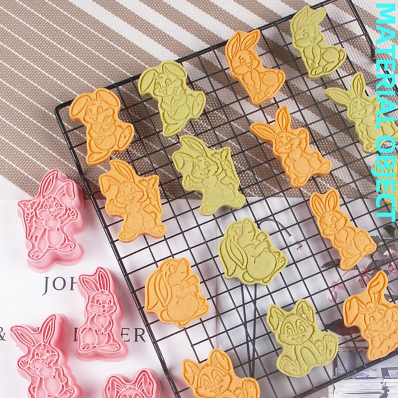 Ausstechformen aus Kunststoff, niedliche Kaninchen-Keksausstecher, Keksstempel, Fondant-Gebäckform, Neujahrs-Backzubehör, 8 Stück